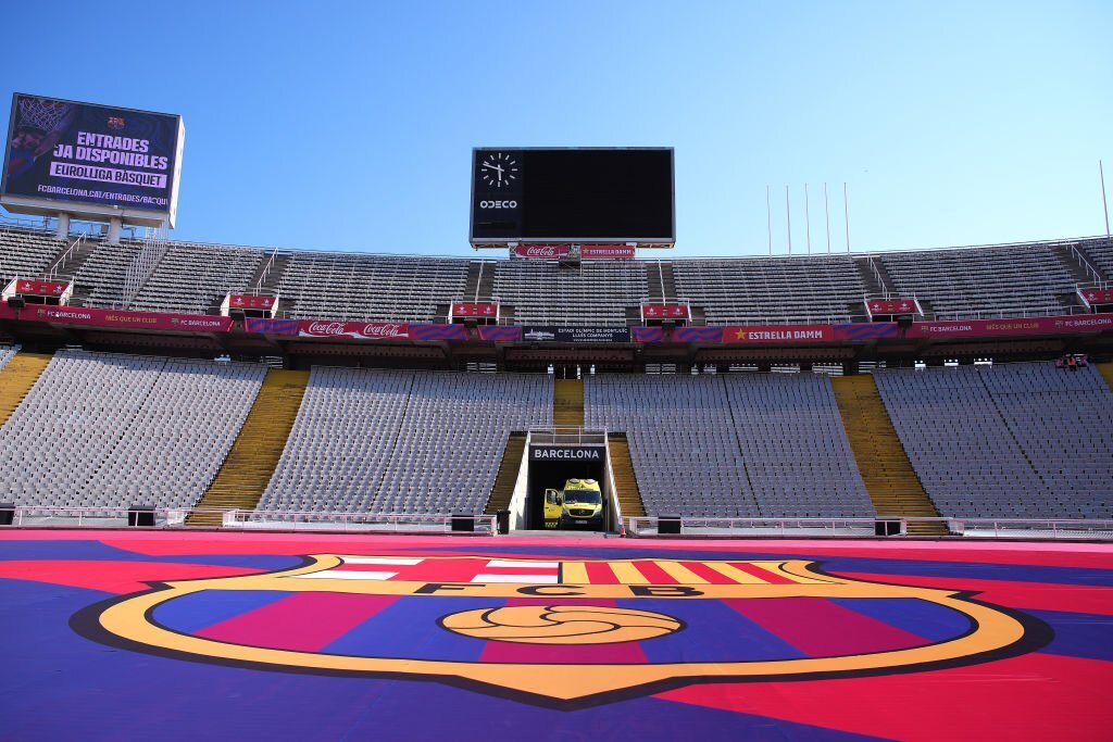 A general view inside the stadium ahead of the LaLiga EA Sports match between FC Barcelona and Cadiz CF at Estadi Olimpic Lluis Companys on August 20, 2023 in Barcelona, Spain.