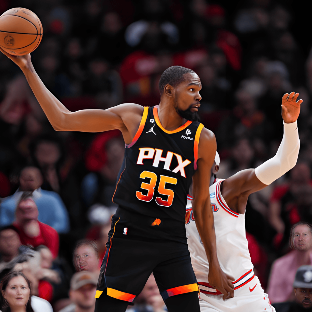 Kevin Durant #35 of the Phoenix Suns holds the ball during the game against the Houston Rockets at Toyota Center on December 27, 2023.