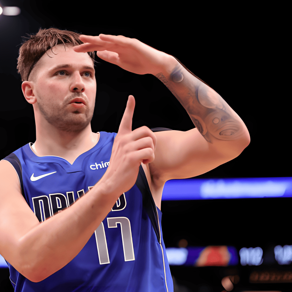 Luka Doncic #77 of the Dallas Mavericks reacts to fans during the final moments of the NBA game at Footprint Center on December 25, 2023 in Phoenix, Arizona.