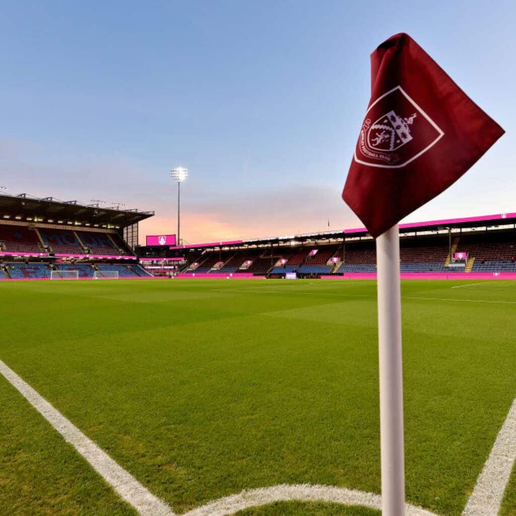 A general view of a corner flag before the Premier League match between Burnley FC and Everton FC at Turf Moor on December 16, 2023 in Burnley, England.