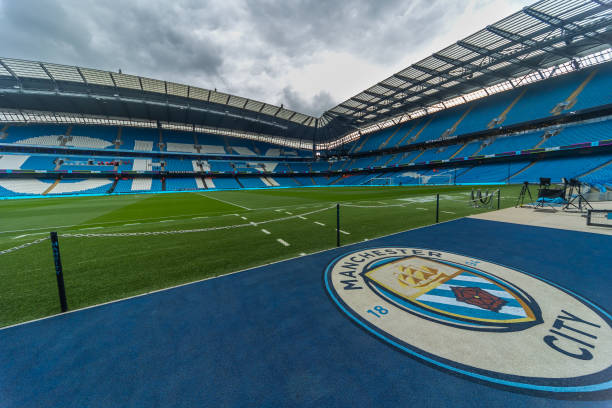 A general view before the Premier League match between Manchester City and Nottingham Forest at Etihad Stadium on September 23, 2023 in Manchester, England.