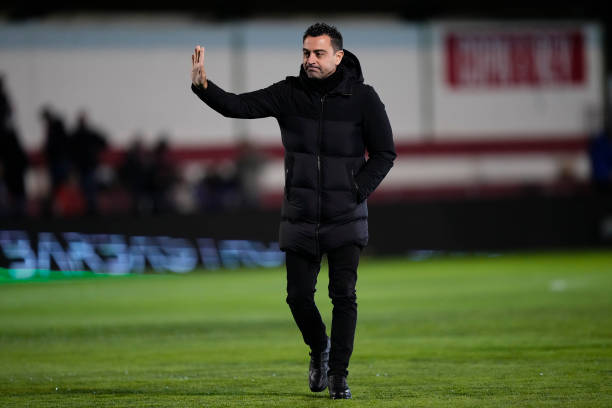 Xavi Hernandez, coach of Barcelona, in a Copa Del Rey match with UD Barbastro prior to the Spanish Super Cup against Osasuna.