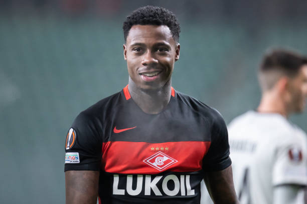 Quincy Promes of Spartak Moscow celebrating a goal during the UEFA Europa League match against Legia Warszawa.